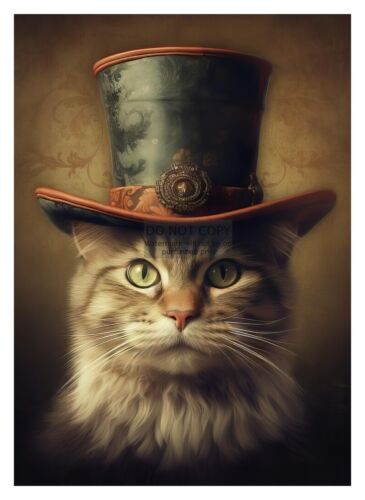 CAT WEARING STEAMPUNK TOP HAT 5X7 FANTASY PHOTO - Picture 1 of 4