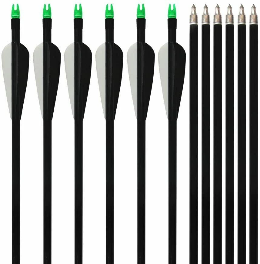 12Pcs 31" Fiberglass Arrows Replaceable Point Explosion-proof Nock Compound bow - Image 2 of 4