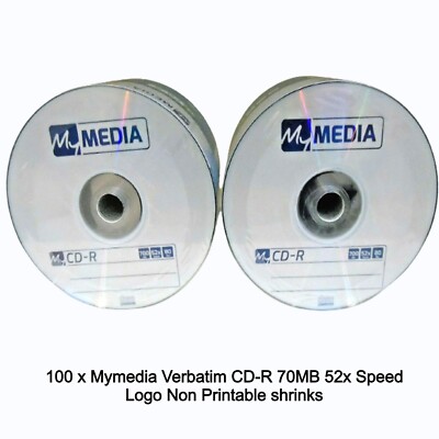 100 x Verbatim Mymedia CD-R Non Printable 52x Blank CD Discs Logo 700MB 80 Min