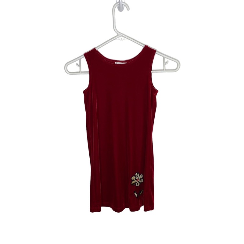 Vintage Amy Byer Red Velvet Dress Sleeveless Leopard Flower Size 6