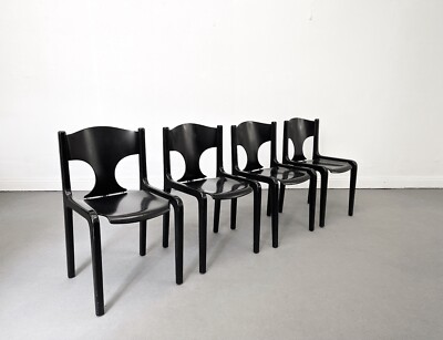 1/4 ital. Augusto Savino f. Pozzi Herz Stühle Chair Schwarz 1960