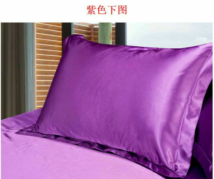 1Pair Comfy Soft Silk Blissy Satin Pillow Cases Cushion Cover Queen