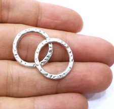10 Pcs Hammered Circle Findings Antique Silver Plated Circle 20 mm G18011