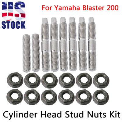For Yamaha Blaster YFS200 1988-2006 Cylinder Head Exhaust Stud Bolt Nuts Kit US