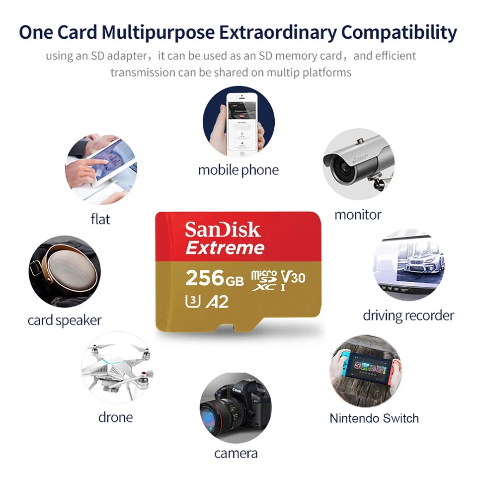 MicroSDXC Memory Card Original A2 U3 UHS-I Cards USB3.0 4K Flash Micro SD Card - Image 3 of 4