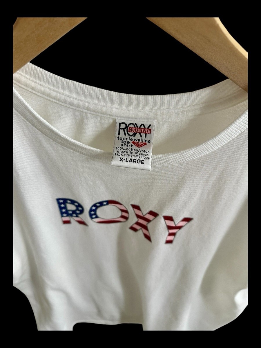 Vintage 90's Roxy T-shirt Baby Tee Sz XL Y2K 2000s California Surf