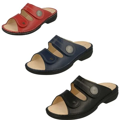 Finn Comfort Sansibar schwarz blau rot wechselbare Einlage Pantolette Klett NEU