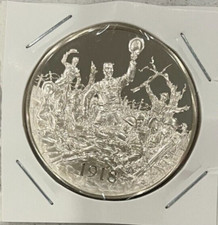1.2 OZ. STERLING SILVER ROUND FRANKLIN MINT "Armistice Brings Peace" 1918 108.33 per troy oz