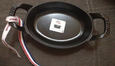 STAUB Cast Iron 5.5-inch x 3.8-inch Mini Oval Gratin Baking Dish GREY 