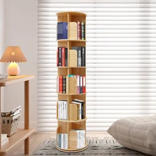 360° Rotating Bookshelf 5 Tier Floor Standing Bookcase Freestanding Display Rack
