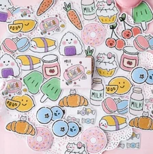 90pcs Snacks Stickers Album Paper Label Crafts Scrapbooking Super Cute Kawaii