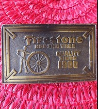 Vintage 70  s Firestone Nonskid Tires Quality Since 1900 Heavy Brass Belt Buckle