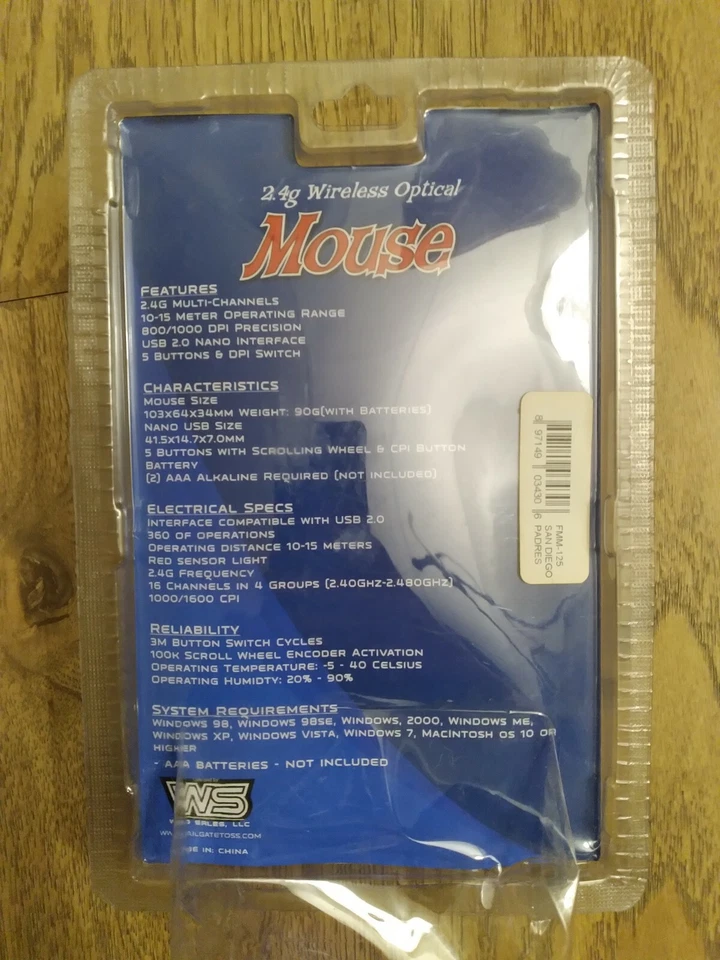 San Diego Padres MLB Wireless Optical Mouse 2.4G Windows / Mac Baseball - Image 4 of 4