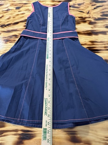 eShakti fit flare sleeveless dress V Blue Size Small/4 Women Preppy Beach Travel - Picture 5 of 13
