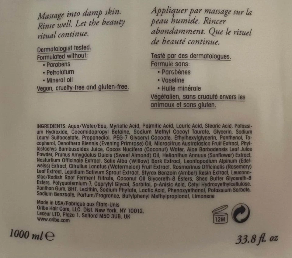 Limpiador facial en crema ORIBE Daily Ritual 33,8 fl oz/1000 ml *** ENVÍO RÁPIDO *** Foto 3 de 3