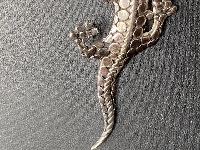 SOLID CAST 925 STERLING SILVER LIZARD PENDANT NEC… - image 9