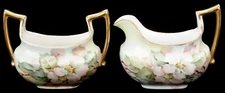 Antique Limoges T & V Tressemann & Vogt Creamer & Sugar Hand Painted Flowers Old