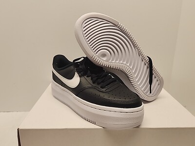 nike women's court vision alta black white