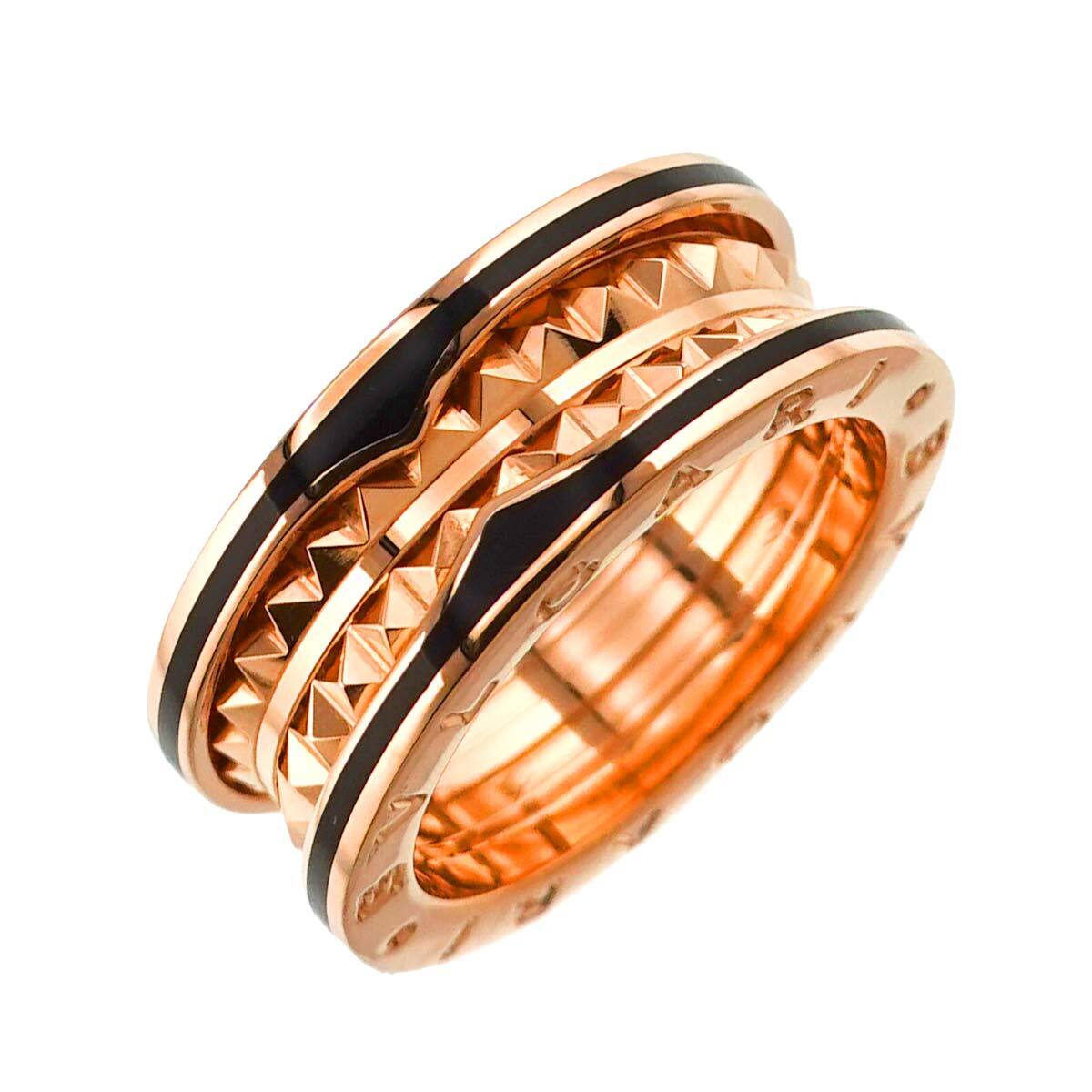 ブルガリ B.zero1 SV925 セラミックリング 18.5号 BVLGARI B-ZERO1 Rock Ring Ceramic 18K PG 750 Size54 6.25-6.5