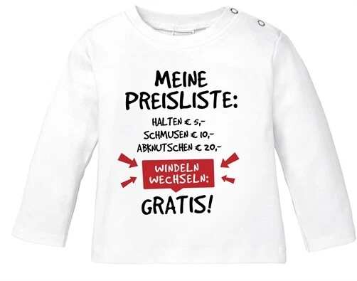 MOONWORKS Baby Langarmshirt mit Spruch lustig meine Preisliste Bio-Baumwolle Babyshirt