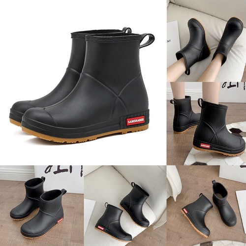 Wellies Shoes Wellington Ankle Short Boots Women Men Outdoor Rain Boots Size 5-9 - Picture 2 of 9