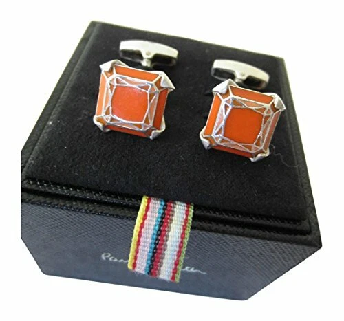 Gemelos Paul Smith Plata de Ley con Detalle Incrustado Plata Naranja Foto 2 de 3