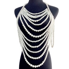 1x Women Multi-layer Faux Pearl Body Chain Sexy Dress Necklace body Jewelrry UK
