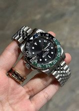 Custom Built - GMT NH34 Automatic Black Dial Green Bezel Jubilee 40mm Steel