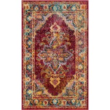 Crystal CRS508 Power Loomed Indoor Accent Rug - Ruby/Navy - 3'x5' -