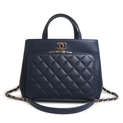 Chanel Affinity Small Coco Mark Matelassé Chain Navy A93750 Shoulder Bag #BCB194