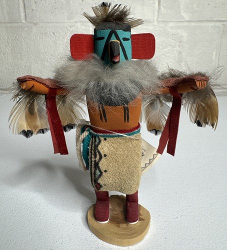 Navajo KATSINA Indianer Indianer Kachina Puppe Adler Echtheitszertifikat signiert 6,5 Zoll hoch - Bild 1 von 15