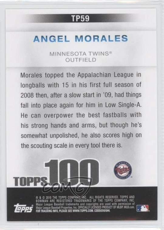 2010 Bowman Topps 100 Prospects Angel Morales #TP59 - Image 2 of 2