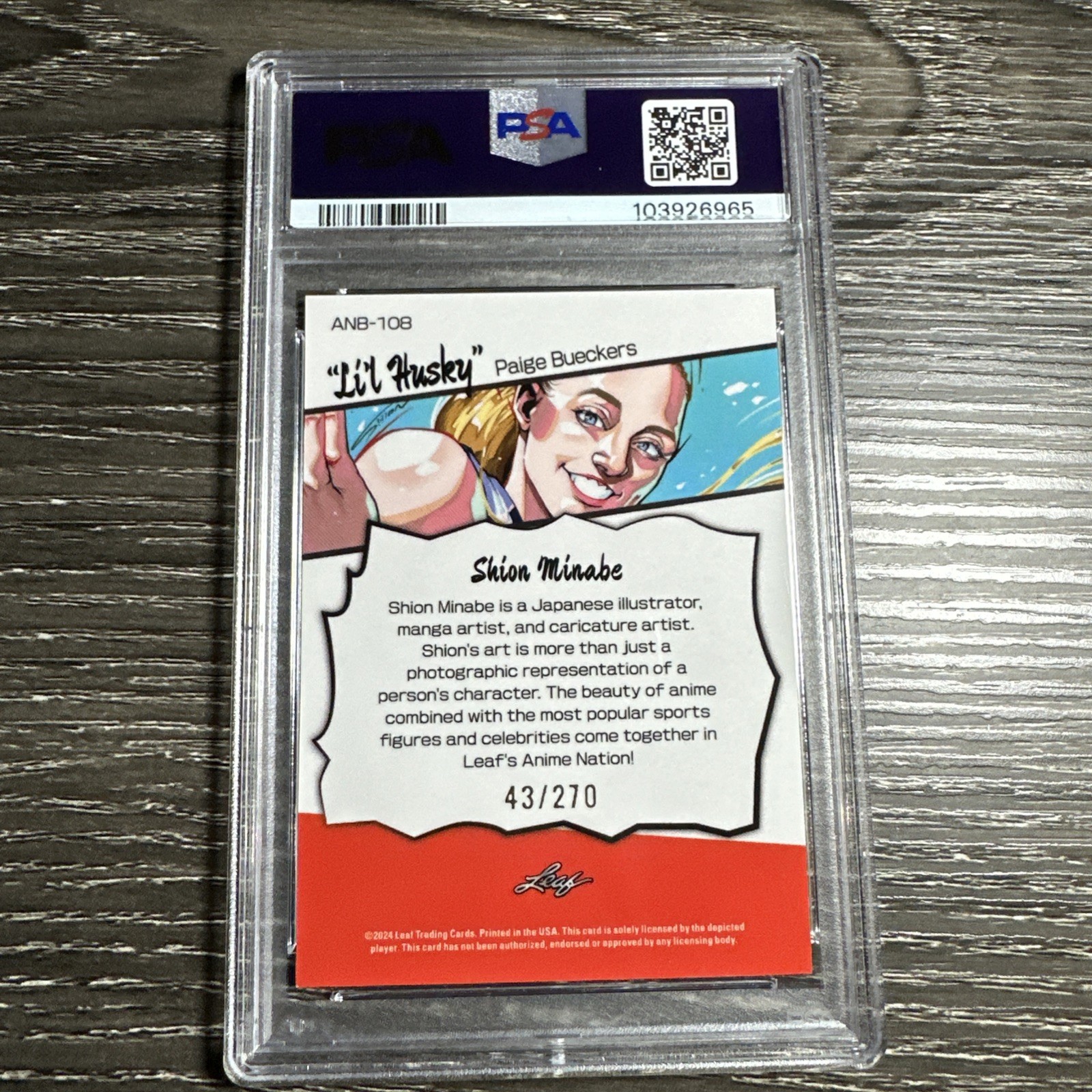 Leaf 2024 Web Exclusive Anime Nation Paige Bueckers UConn #108 PSA 9 view 2