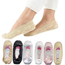 6 Pairs Lace Socks No Show Liner Socks Thin Low Cut Non Slip Socks