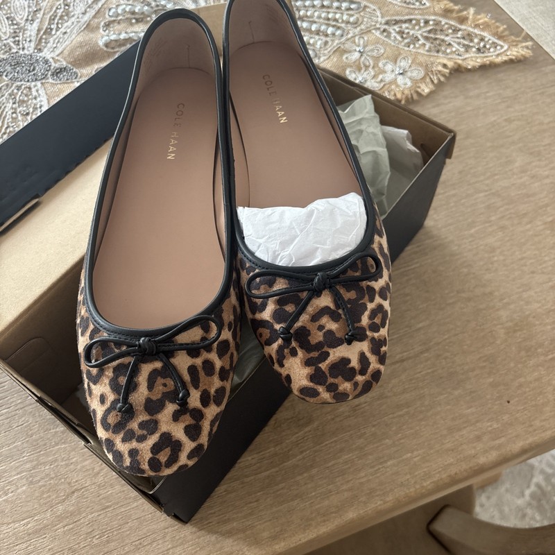 Cole Haan Yara Ballet Flat leopard print Suede size 8.5 