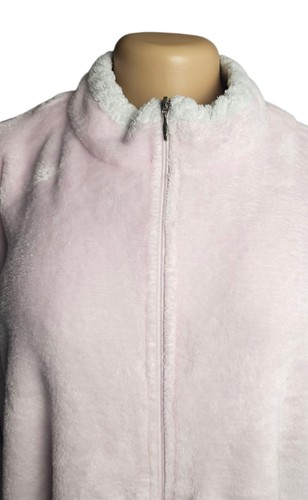 Miss Elaine Plüsch Fleece Reißverschluss vorne Langarm Morgenmantel Damen XL Cozycore rosa - Bild 2 von 15