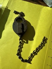 Vintage/Antique Yale Brass Padlock w/steel lever & with Key ~ Works