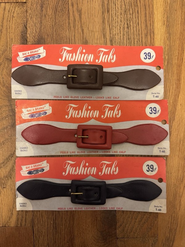 Bac-A-Brand Fashion Tabs Covered Buckles Vintage 3: Red Brown & Black  - SET
