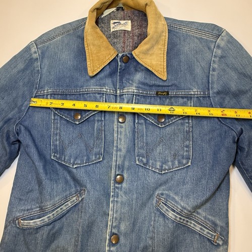 Vintage 70s Wrangler Denim Blanket Lined Trucker Jeansjacke Cowboy USA - LESEN - Bild 3 von 18