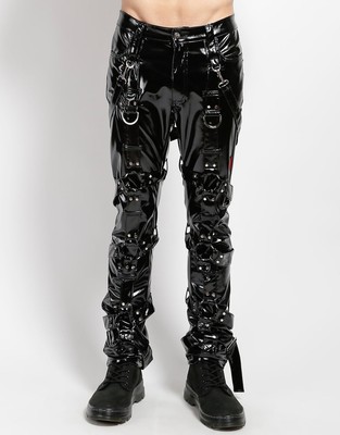 THE HARNESS PANT   PVC Hose Unisex Schwarz mit Trägern & D-Ringen