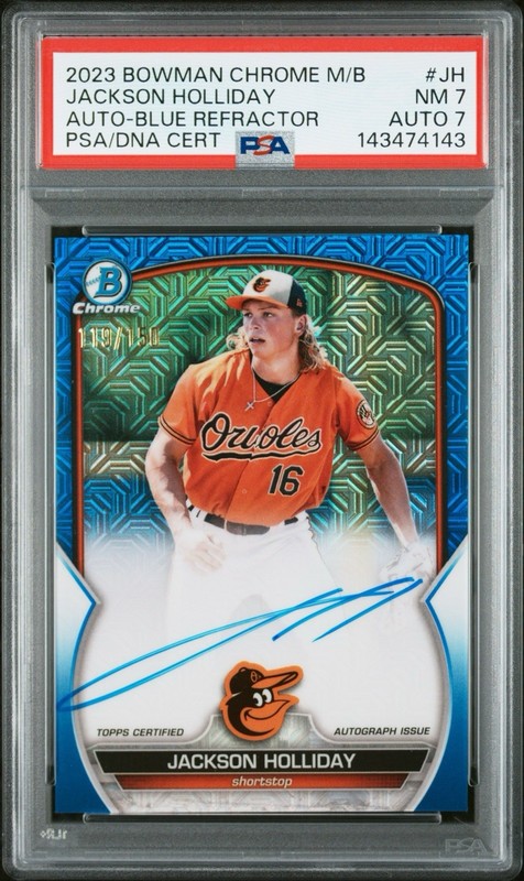 Jackson Holliday 2023 Bowman Chrome Mega Box Blue Refractor Auto /150 PSA 10
