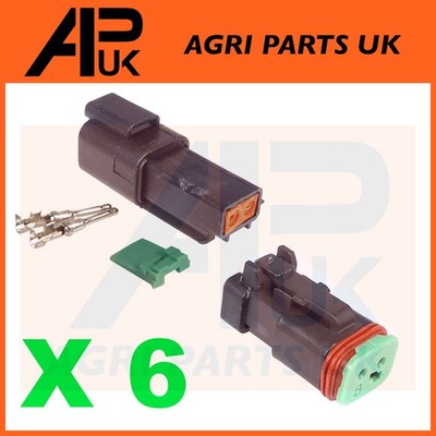 6x Stecker Buchse 2 Pin Stecker Set Arbeitsleuchte Kabelbaum Lampenfassung für JCB