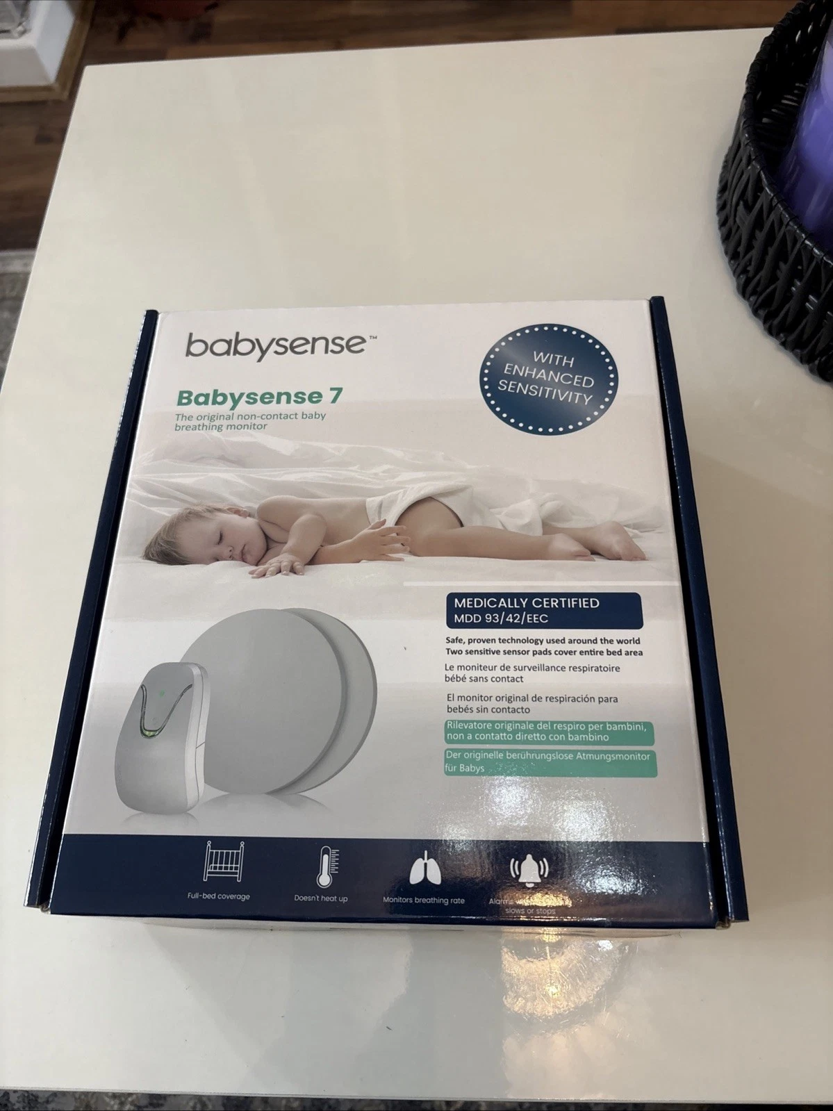 BabySense 7 Baby Monitor BREATHING MOVEMENT Motion Sensor Pads SOUND ALARM NEW.