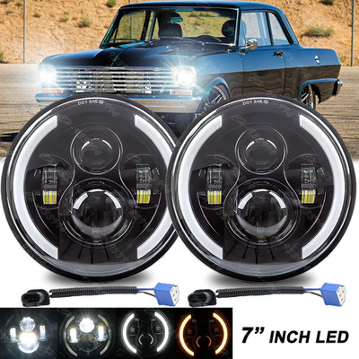 7'' inch Round Led Headlight High-Low Beam for Chevy II/Nova 1969-79