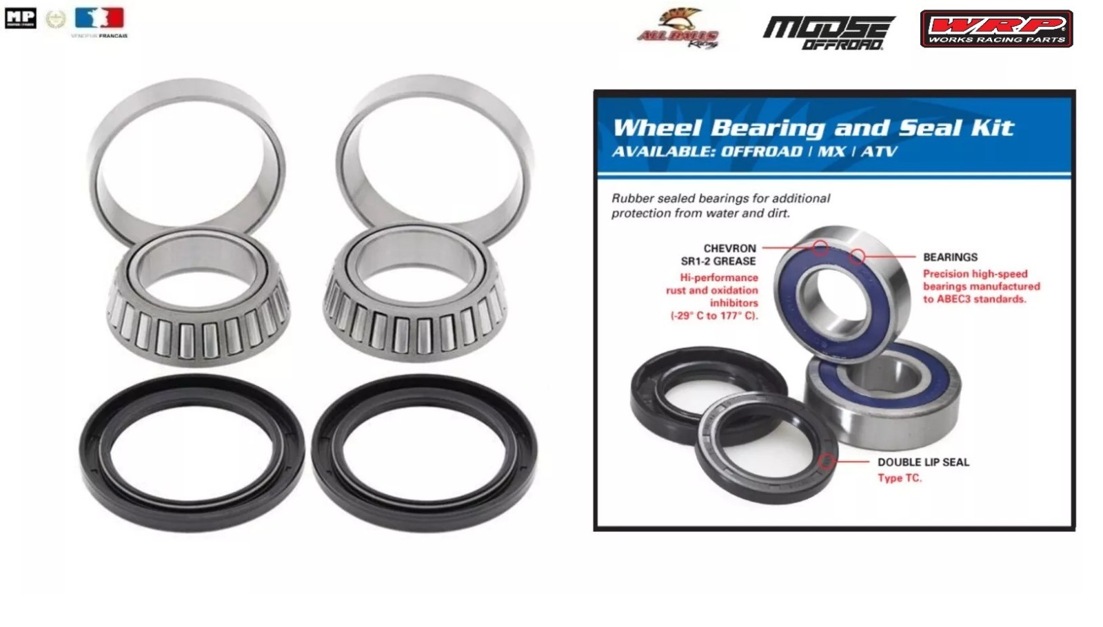 Kit roulement roue arrière All Balls 25-1151 pour randonnée en Polaris Scrambler 500 1996-2011