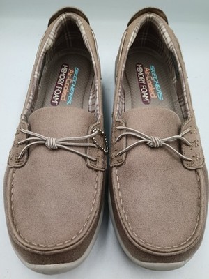 Skechers Bootsschuhe Stil Halbschuhe Damengröße 4,5 Slipper Mokassins taupe beige 