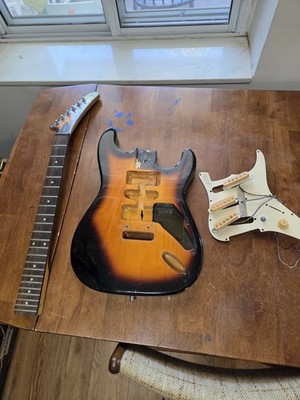 Vintage 1990s Epiphone S-310 Strat Project Kit   Sunburst Explorer Headstock