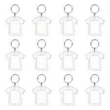 12Pcs Dress Shape Clear Acrylic Photo Frame Keyring for Women and Men