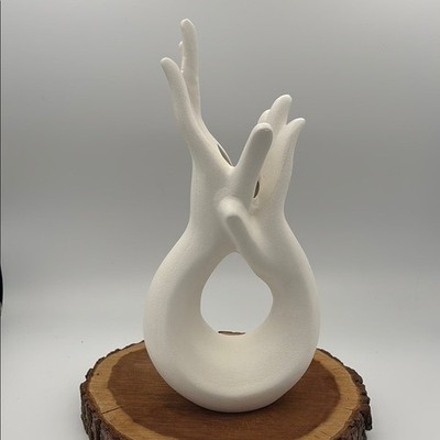 Elegant Hand Shaped White Ceramic Vase