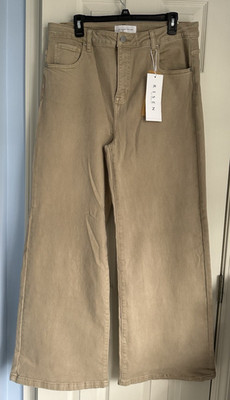 Risen Los Angeles Women s High Rise Beige Wide Leg Jeans Size 1X Style RDP5571X